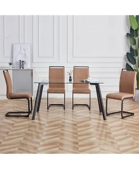 Modern Upholstered Dining Chairs with C-Shaped Metal Legs (Set of 4)