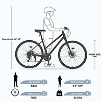 Streamdale Furniture 7 Speed Hybrid bike Disc Brake 700C Road Bike For men women's City Bicycle