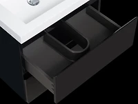 Simplie Fun Glossy Black 24 Inch Wall Mounted Bathroom Vanity with Glossy White Resin Sink