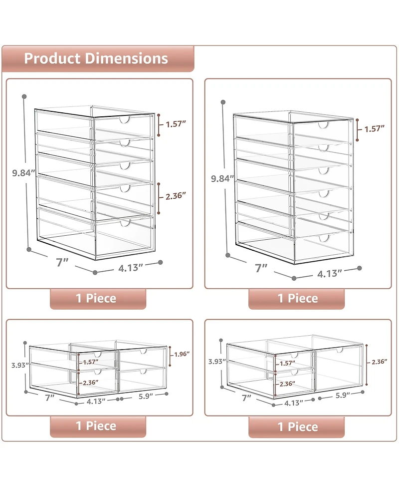 Sorbus Drawers Acrylic Organizer for Makeup, Organization and Storage, Art Supplies, Jewelry, Stationary