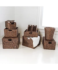 Jonathan Y Traditional Assorted Hand-Woven Hyacinth/Iron Baskets, Dark Brown Wash (Set of 10)