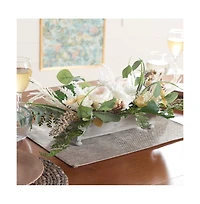 Faux 10 Inch Rose & Fern Potted Arrangement
