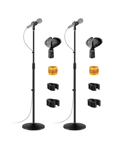 5 Core Mic Stand Pair Round Base Height Adjustable Universal Microphone Mount Stands - Ms Rbl 2PCS