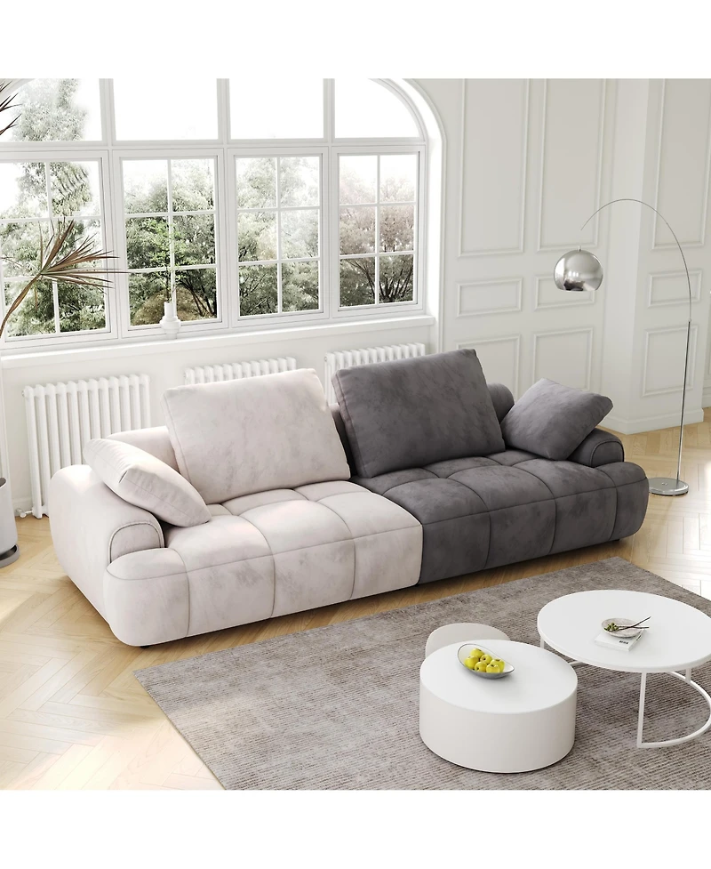 Streamdale Furniture 86.6" Oversized Beige & Gray Suede Sofa