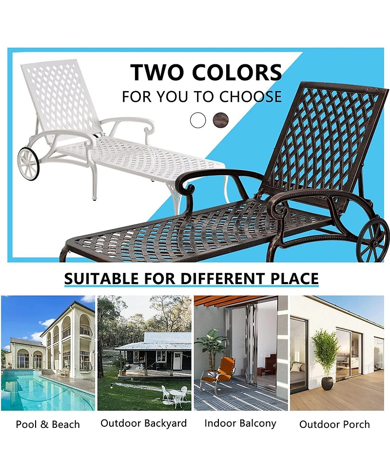Streamdale Rust-Resistant Aluminum Cast Lounge Chair with Adjustable Backrest