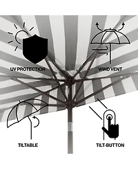 Jonathan Y 9ft Half Market Umbrella, Scalloped Fringe, Crank, Button Tilt, Uv Protection