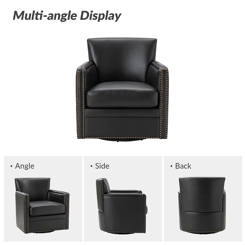 Hulala Home Pascual Contemporary 29'' Wide Genuine Leather Swivel Chair