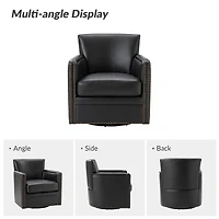 Hulala Home Pascual Contemporary 29'' Wide Genuine Leather Swivel Chair