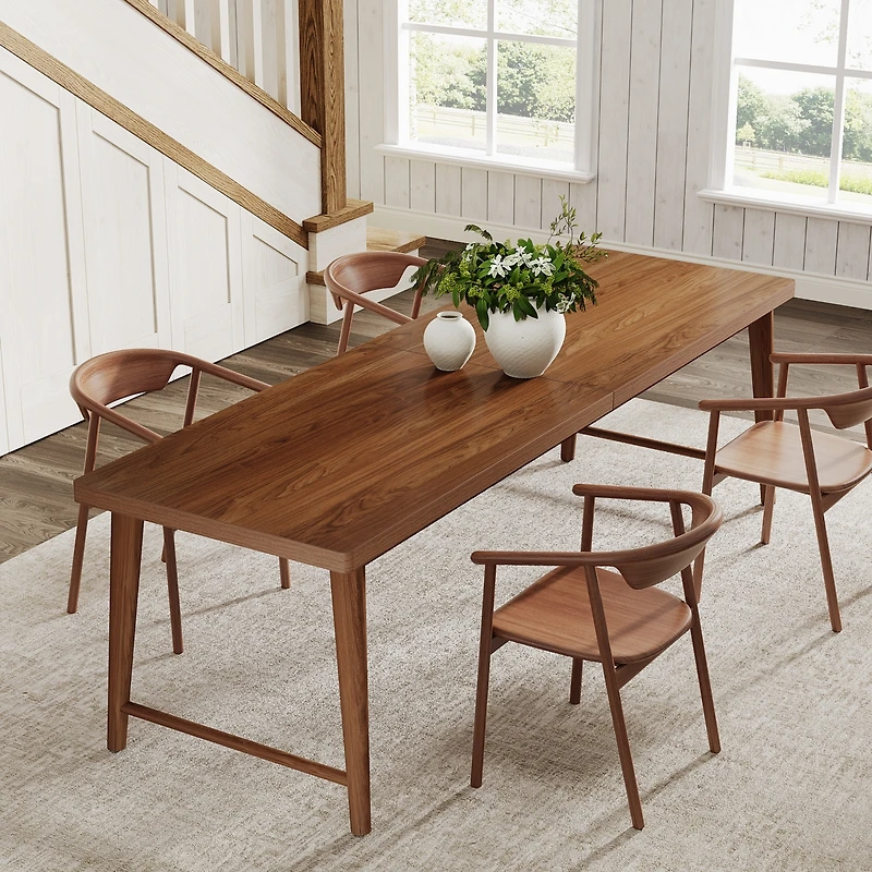 Tribesigns 78.7-Inch Dining Table, Mid-Century Modern Kitchen Dining Room Table for 6-8 People, Wood Kitchen Table Dinner Table, Rich Walnut