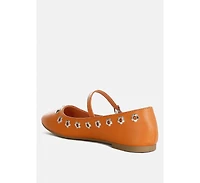Tanzer Floral Eyelet Strapped Ballerinas