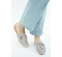 Roboma Metallic Woven Diamante Mules