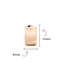 Bling Jewelry Simple Basic Wide Kpop Huggie Hoop Earrings Rose Gold Plated Sterling Silver Flat Hinge