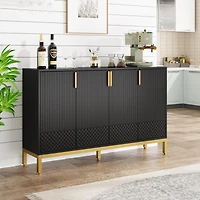 Tribesigns Modern Storage Cabinet, 59 Inch Console Cabinet Sideboard Buffet with 4 Doors & Gold Metal Base, Entryway Cupboard Furniture for Li