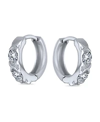 Bling Jewelry Elegant Cubic Zirconia Cz Accent Criss Cross Oxox Huggie Small Hoop Earrings For Women Sterling Silver