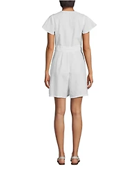 Lands' End Women's Flutter Sleeve Linen Romper
