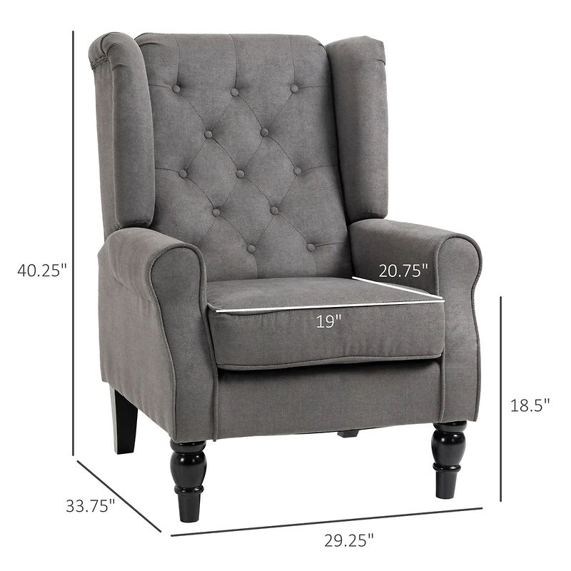 Homcom Accent Chair Button-Tufted Armchair with Wingback Round Arms