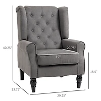 Homcom Accent Chair Button-Tufted Armchair with Wingback Round Arms