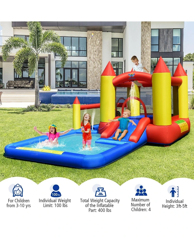 Sugift Inflatable Water Slide Castle Kids Bounce House with 480W Blower