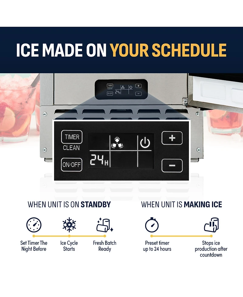 Newair 15” Undercounter Nugget Ice Maker, Pebble Ice Maker Producing 66 lbs. Daily, Built-in or Freestanding in Stainless Steel, Sonic Ice Make