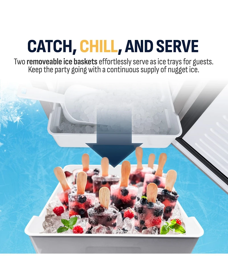 Newair 15” Undercounter Nugget Ice Maker, Pebble Ice Maker Producing 66 lbs. Daily, Built-in or Freestanding in Stainless Steel, Sonic Ice Make