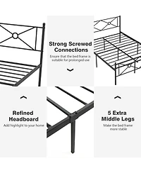 Sugift Full/Queen Metal Platform Bed Frame with Headboard and Footboard