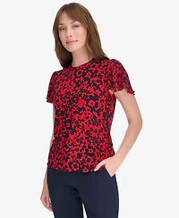 Tommy Hilfiger Women's Short Sleeve Blouse with Butterfly Sleeves