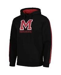 Fisll Men's Black Morehouse Maroon Tigers Oversized Stripes Pullover Hoodie