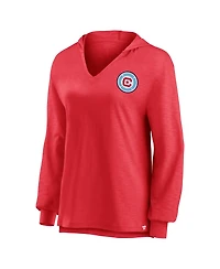 Fanatics Women's Red Chicago Fire Iconic Slub Lightweight V-Neck Pullover Hoodie