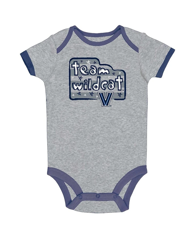 Champion Baby Boys and Girls Navy/Gray/White Villanova Wildcats 3-Pack Bodysuit Set