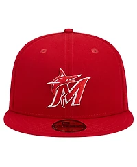 New Era Men's Red Miami Marlins Logo 59FIFTY Fitted Hat