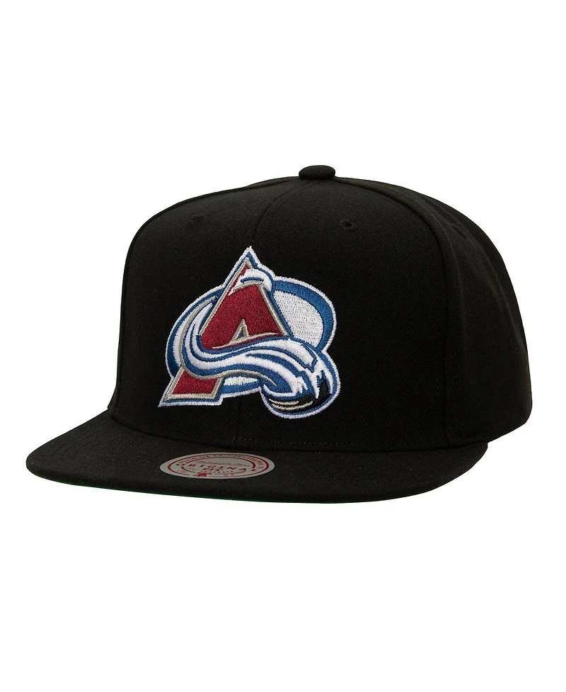 Mitchell & Ness Men's Black Colorado Avalanche Core Top Spot Snapback Hat