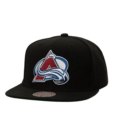 Mitchell & Ness Men's Black Colorado Avalanche Core Top Spot Snapback Hat