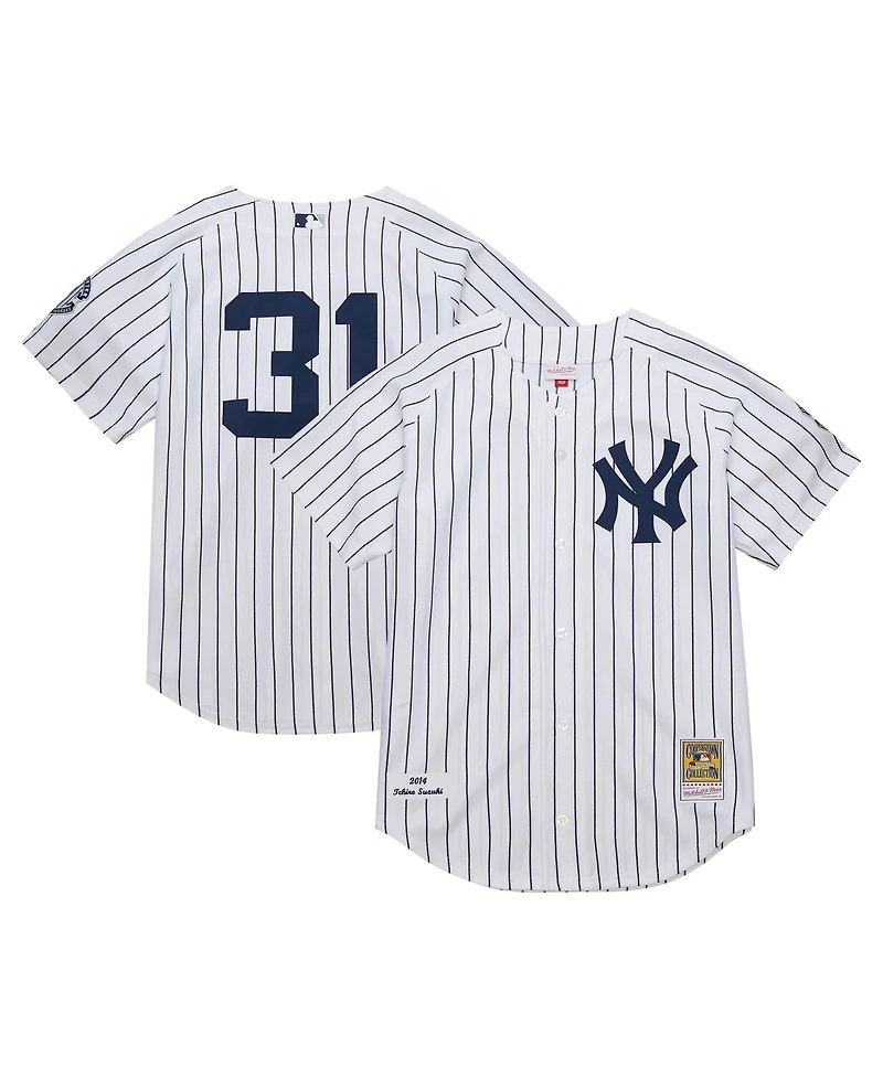 Mitchell & Ness Men's Ichiro Suzuki White New York Yankees 2014 Cooperstown Collection Authentic Throwback Jersey