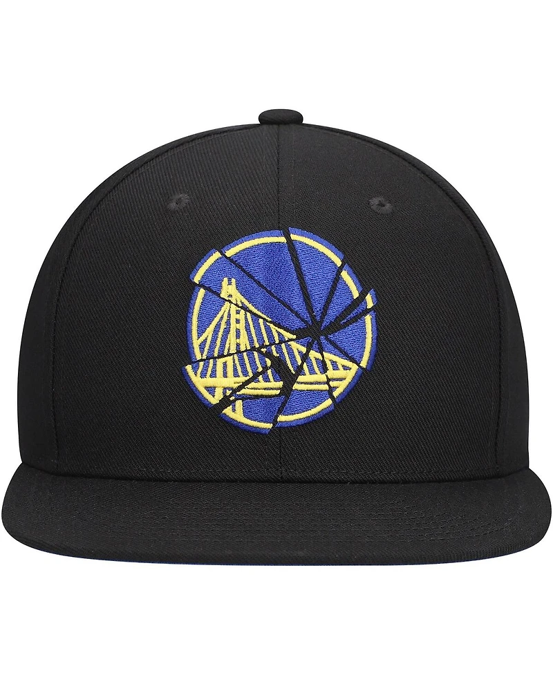 Mitchell & Ness Men's Black Golden State Warriors Shattered Snapback Hat