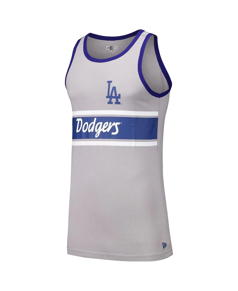 New Era Men's Gray Los Angeles Dodgers Jersey Ringer Tank Top