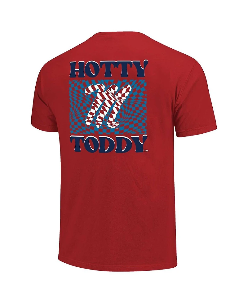 Image One Women's Red Ole Miss Rebels Comfort Colors Checkered Mascot T-Shirt