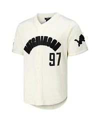 Pro Standard Men's Aidan Hutchinson Cream Detroit Lions Name Number Triple Tonal Button-Up Baseball Jersey