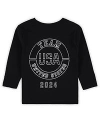 Outerstuff Toddler Black Team Usa Flag Rings Long Sleeve T-Shirt