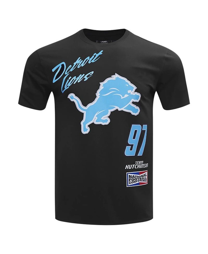 Pro Standard Men's Aidan Hutchinson Black Detroit Lions Fast Lane Name Number Player T-Shirt