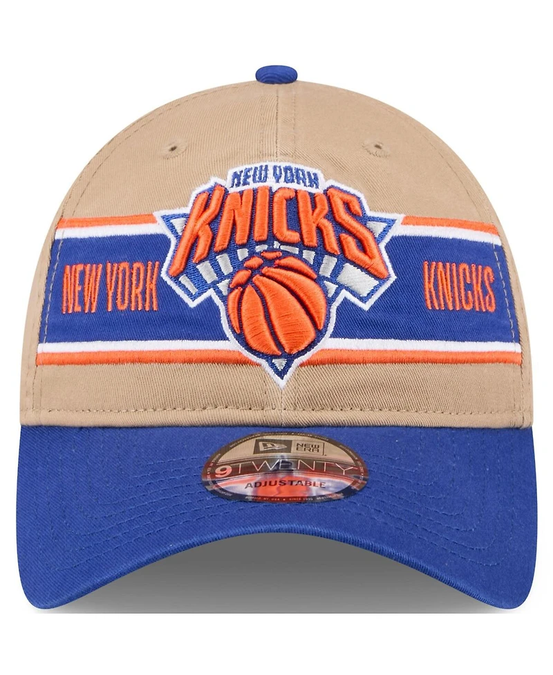 New Era Men's Tan/Blue New York Knicks 2024 Nba Draft 9TWENTY Adjustable Hat