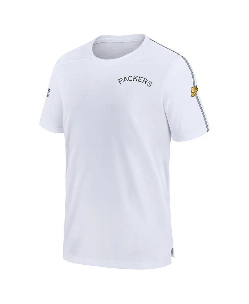Nike Men's White Green Bay Packers Sideline Alternate Logo Coach Performance Top