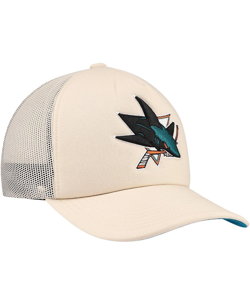 Mitchell & Ness Men's Cream San Jose Sharks Foam Front Trucker Adjustable Hat