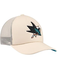 Mitchell & Ness Men's Cream San Jose Sharks Foam Front Trucker Adjustable Hat