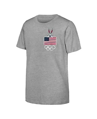Outerstuff Big Boys and Girls Bugs Bunny Heather Gray Team Usa Looney Tunes Surfing T-Shirt
