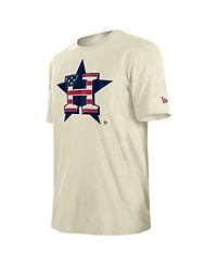 New Era Men's Cream Houston Astros Americana Flag Fill T-Shirt