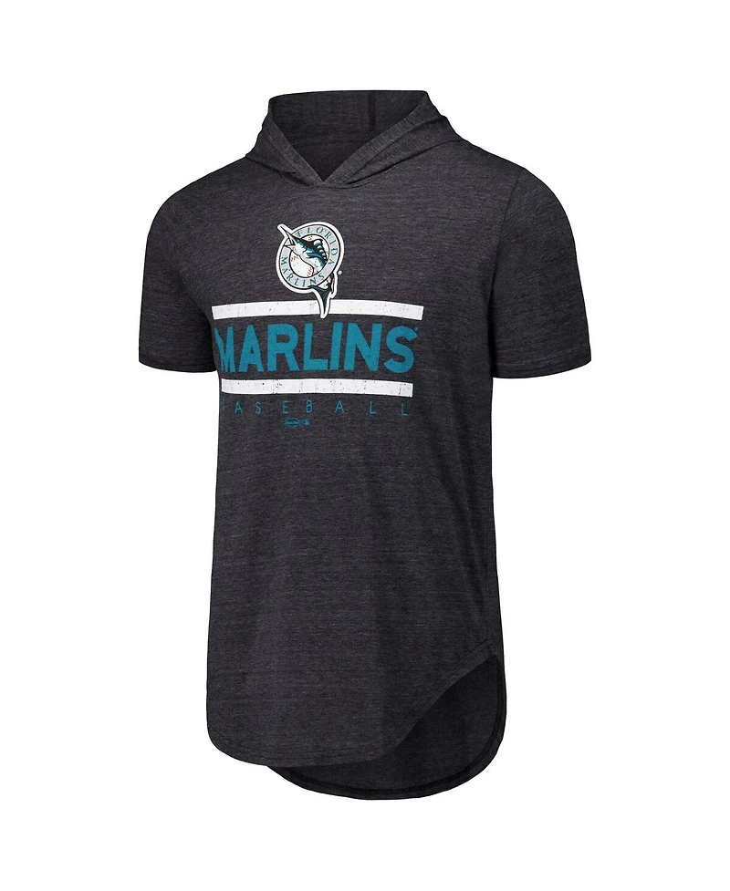 Majestic Men's Black Florida Marlins Tri-Blend Hoodie T-Shirt