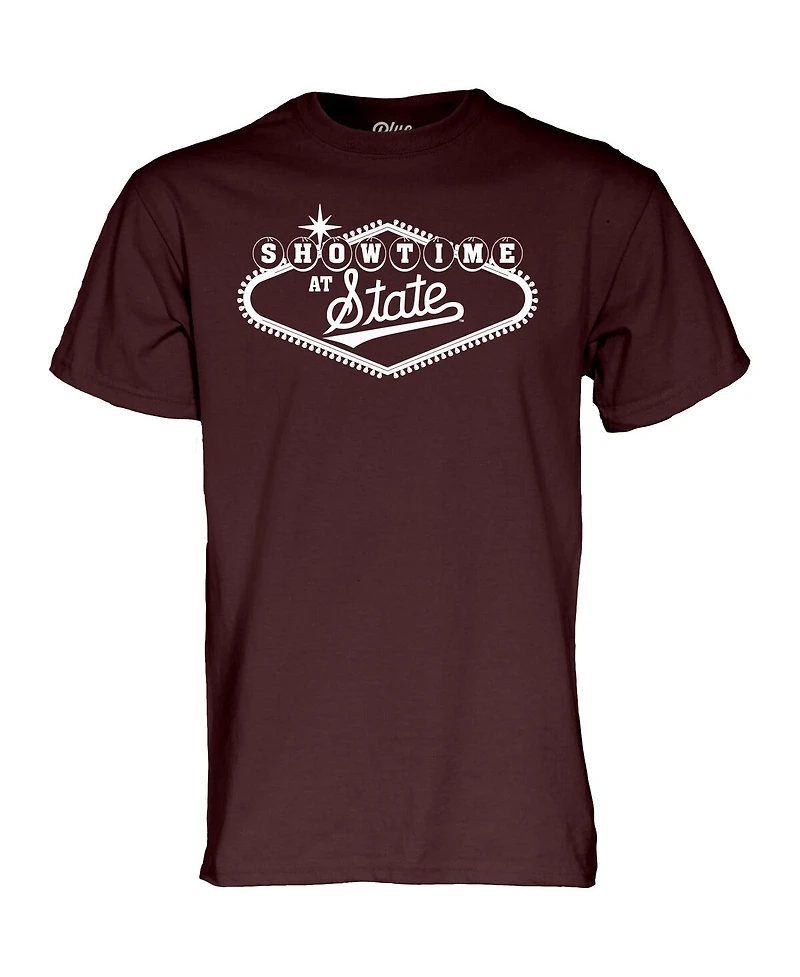 Blue 84 Men's and Women's Maroon Mississippi State Bulldogs Showtime at T-Shirt