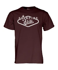 Blue 84 Men's and Women's Maroon Mississippi State Bulldogs Showtime at T-Shirt