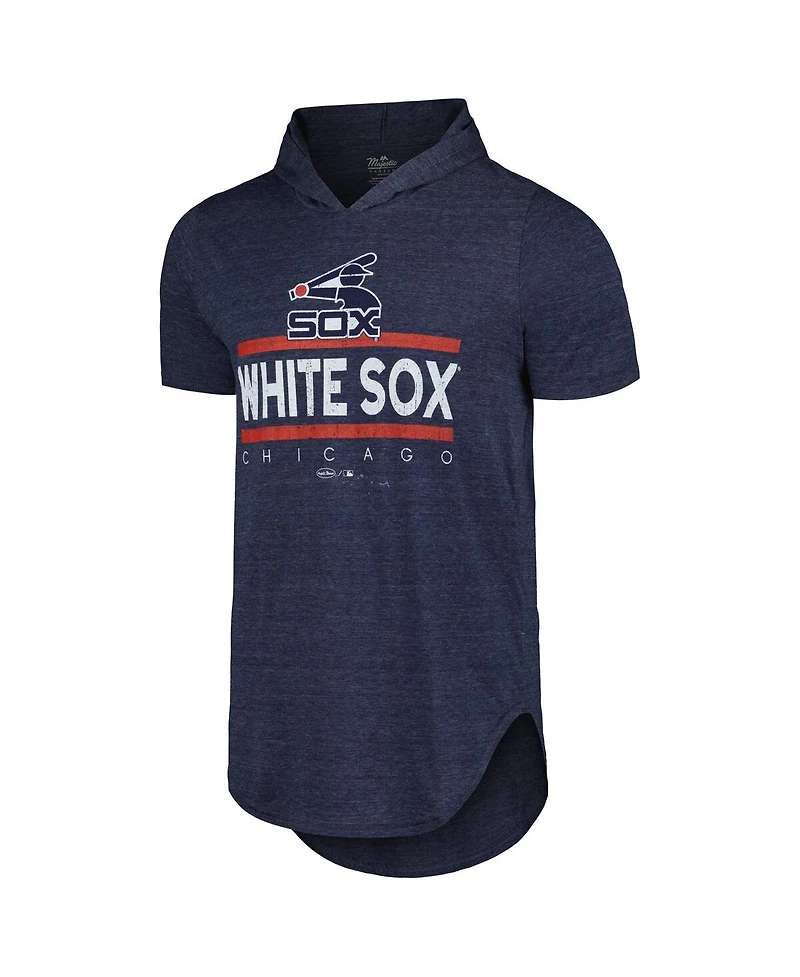 Majestic Men's Navy Chicago White Sox Tri-Blend Hoodie T-Shirt