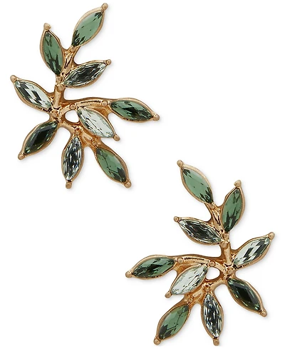 lonna & lilly Gold-Tone Green Stone Leaf Stud Earrings